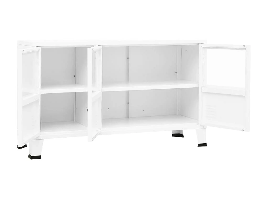 bahut commode armoire métal blanche 105 x 35 x 62 cm 02_0035679