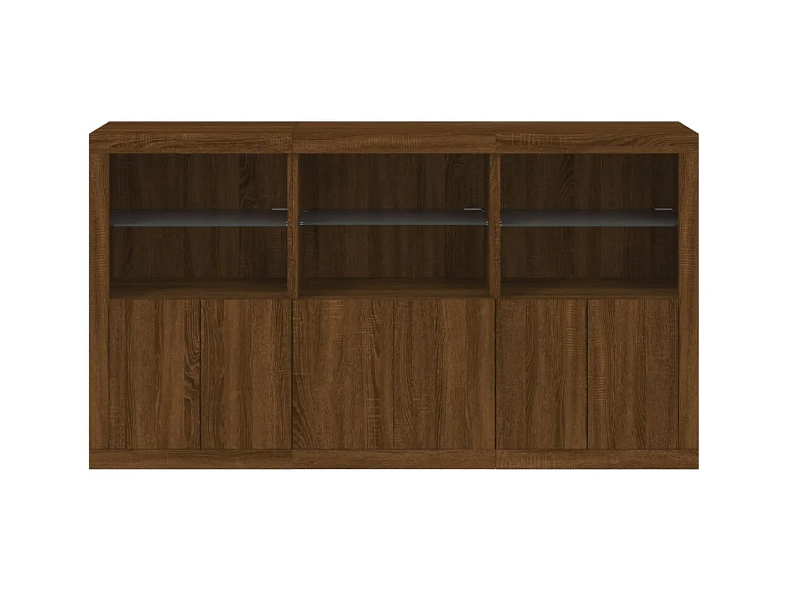 Buffet aparador cômoda armário organizador unidade cozinha sala sala com luzes LED 181,5 x 37 x 100 cm marrom 02_0029910