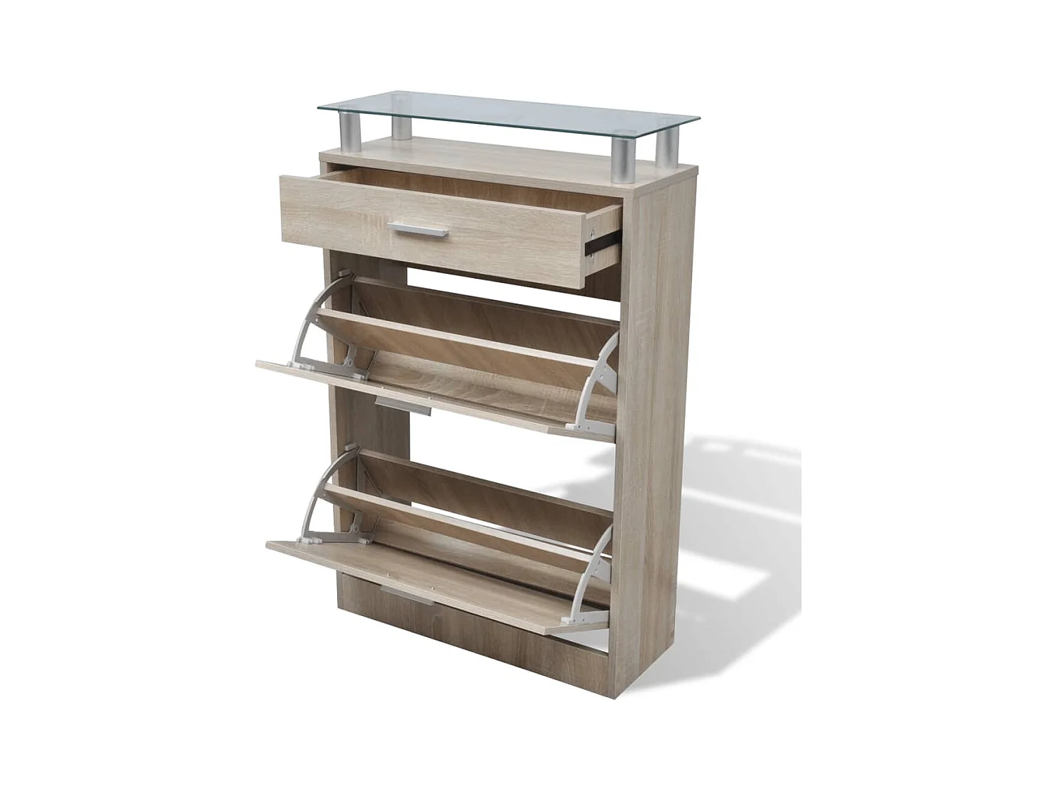 Scarpiera con cassetto e piano in vetro brown wood 02_0043417