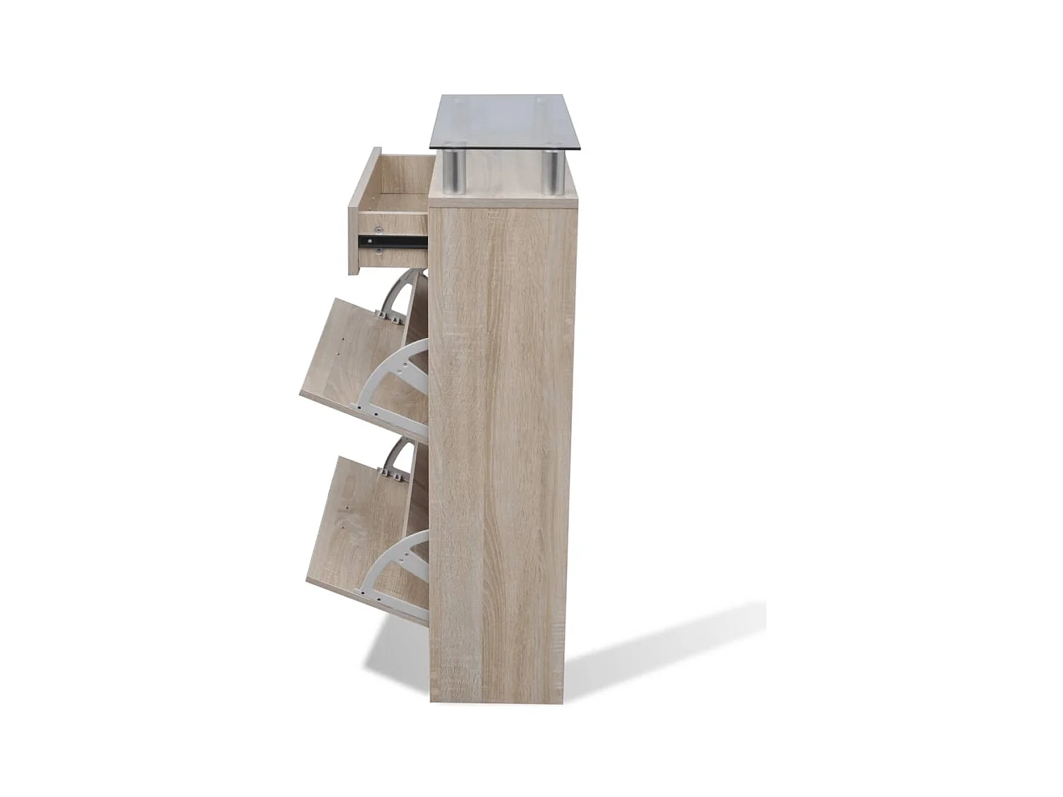 Scarpiera con cassetto e piano in vetro brown wood 02_0043417