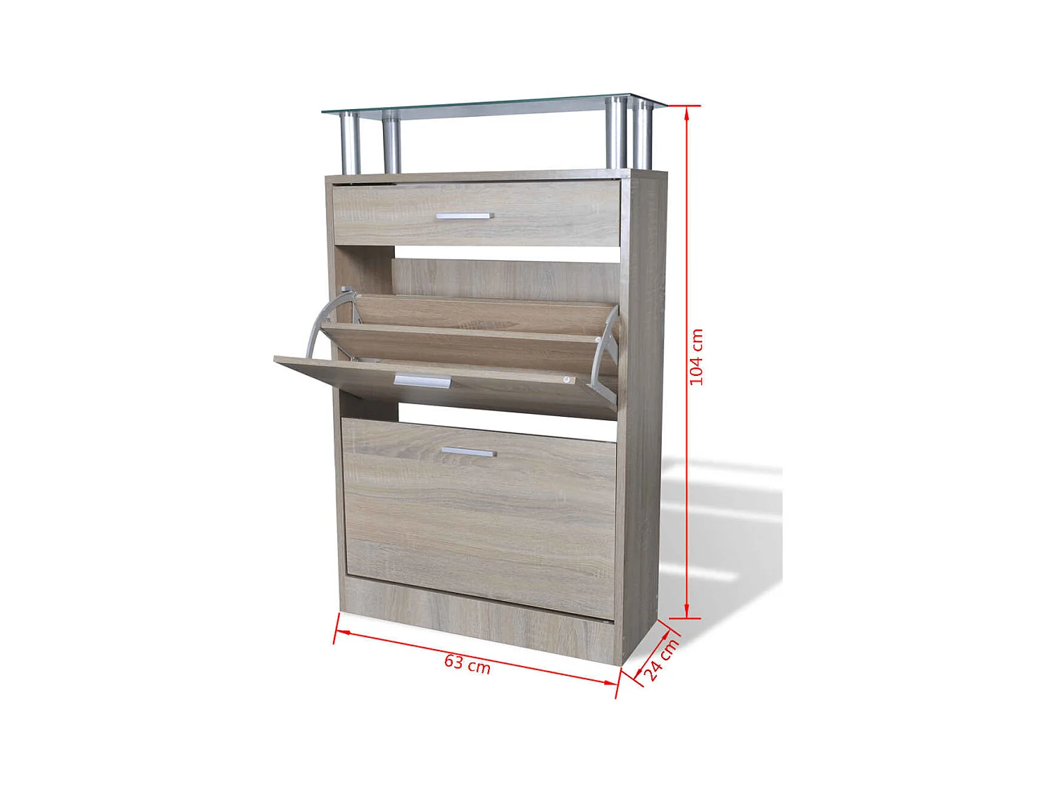 Scarpiera con cassetto e piano in vetro brown wood 02_0043417