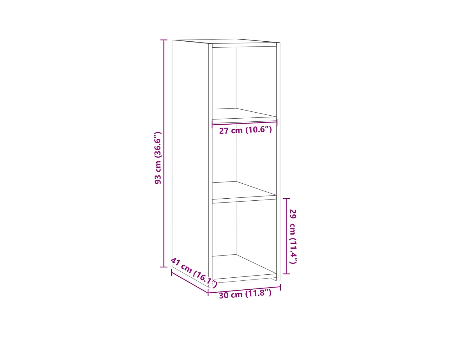 Aparador buffet cómoda mueble almacenaje organizador cocina salón salón 30 x 41 x 93 cm madera contrachapada negra 02_0035862