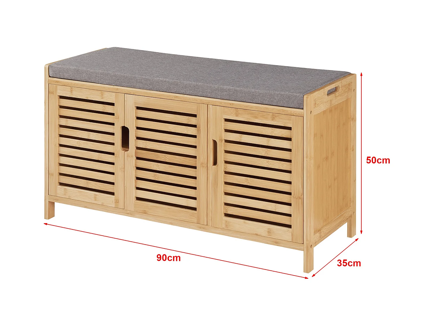 Banc à chaussures bambou bambou marron 90 x 35 x 50 cm 03_0007659