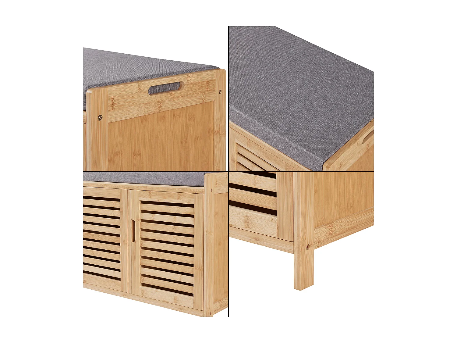 Panca per scarpe in bambù 50 x 90 x 35 cm grigio naturale 03_0007659