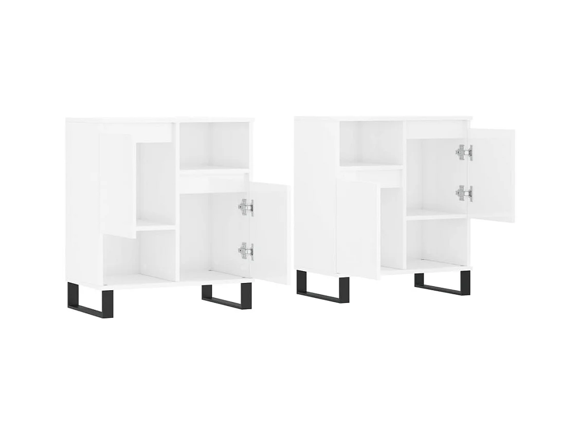 Credenza buffet cassettiera mobile contenitore organizer cucina soggiorno soggiorni set da 2 derivati ​​del legno bianco lucido 02_0036716