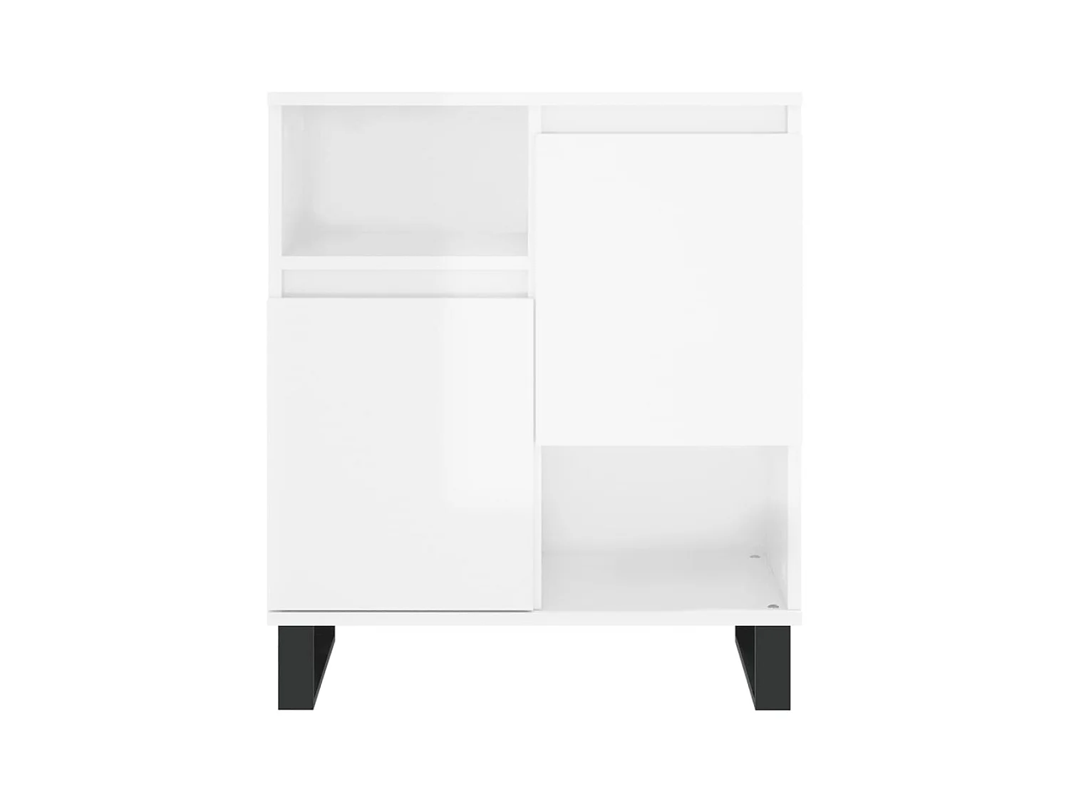 Credenza buffet cassettiera mobile contenitore organizer cucina soggiorno soggiorni set da 2 derivati ​​del legno bianco lucido 02_0036716