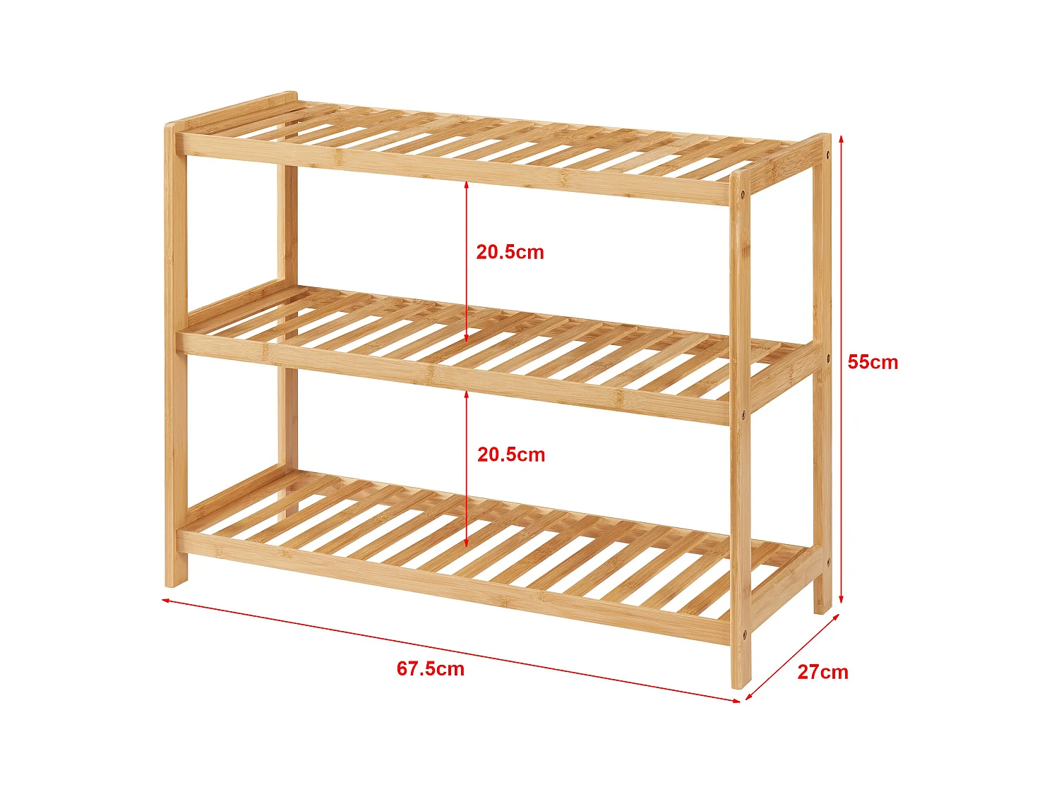 Étagère à chaussures bambou bambou marron 67.5 x 27 x 55 cm 03_0007643