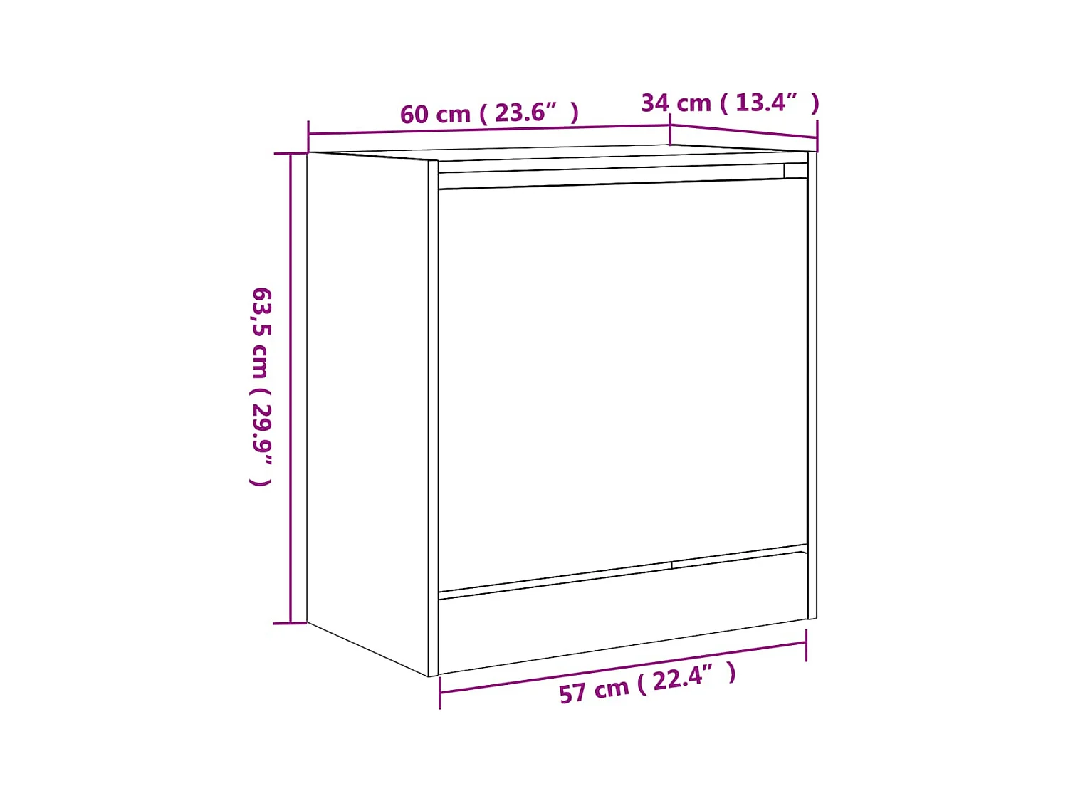 Meuble à chaussures sonoma bois marron 60 x 34 x 63.5 cm 02_0043428