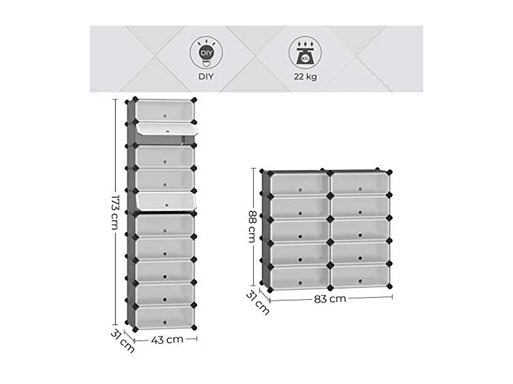 Scarpiera scatola per scarpe 10 scomparti modulari porta scarpe ogni armadietto 40 x 30 x 17 cm griglia metallica grigia 12_0003677