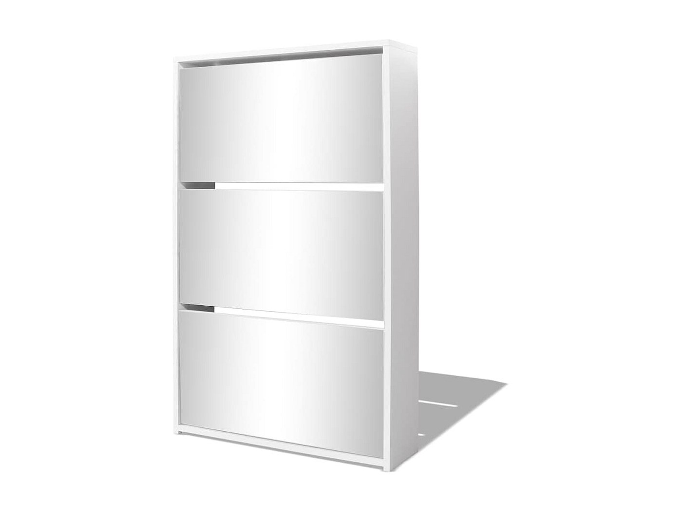 SIRHONA Scarpiera 3 Ante Ribaltabili, Contenitore 27 Paia, Legno Bianco 63x30x120 Cm, Divisori Regolabili - 2