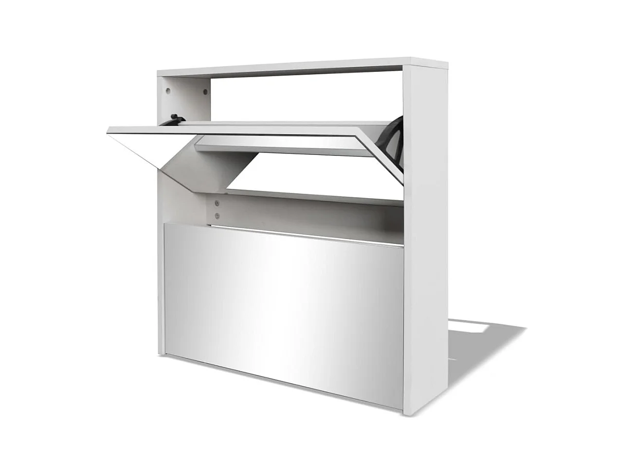 Zapatero de 2 niveles con espejo 63 x 17 x 67 cm blanco 02_0043381