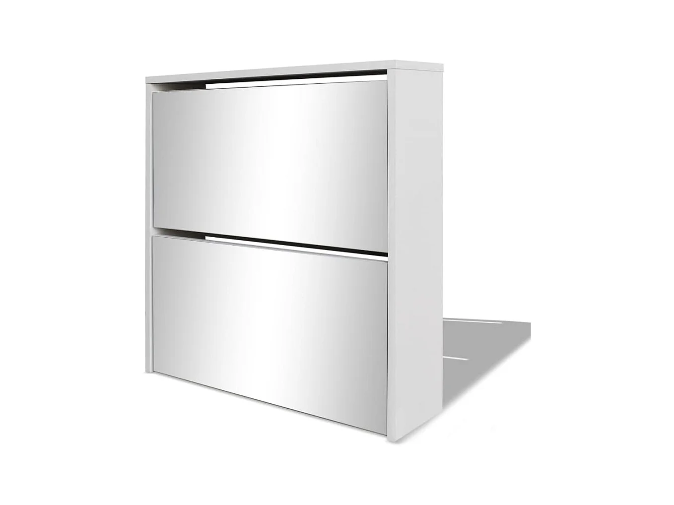 Zapatero de 2 niveles con espejo 63 x 17 x 67 cm blanco 02_0043381