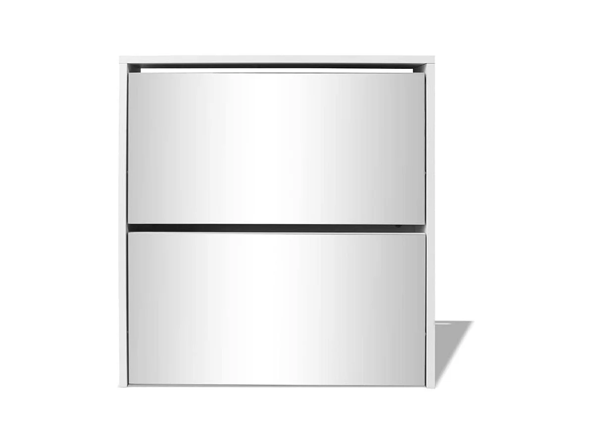 Zapatero de 2 niveles con espejo 63 x 17 x 67 cm blanco 02_0043381