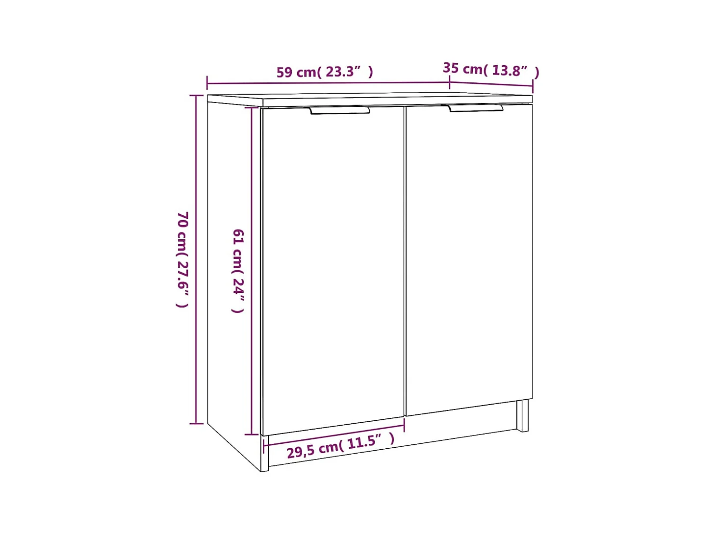 Meuble à chaussures sonoma bois marron 59 x 35 x 70 cm 02_0043427