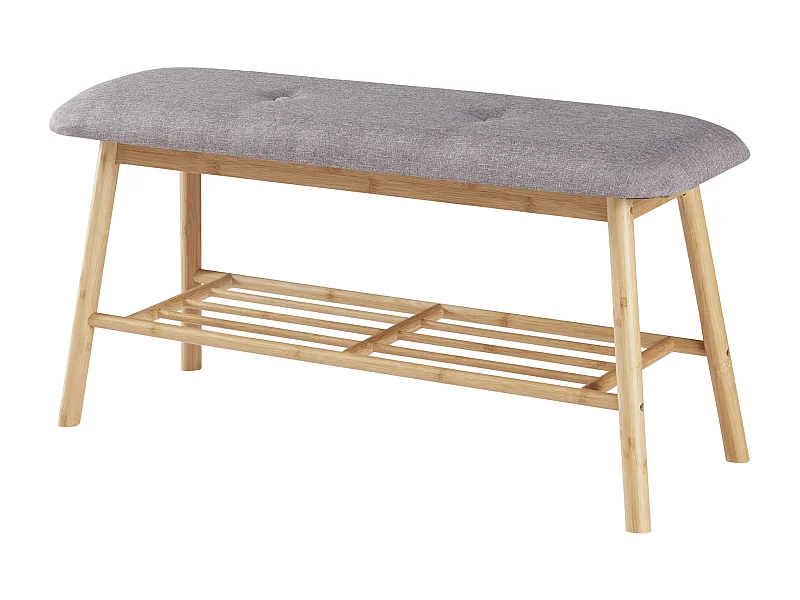 Panca per scarpe in bambù 45 x 90 x 30 cm grigio naturale 03_0007658