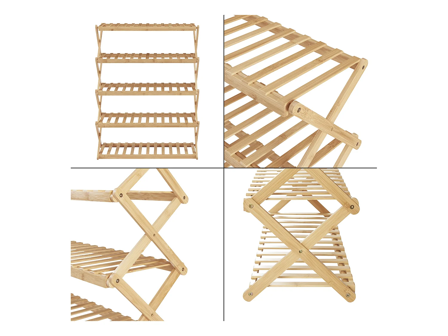 Étagère à chaussures pliable bambou marron 67 x 26 x 89 cm 03_0007648