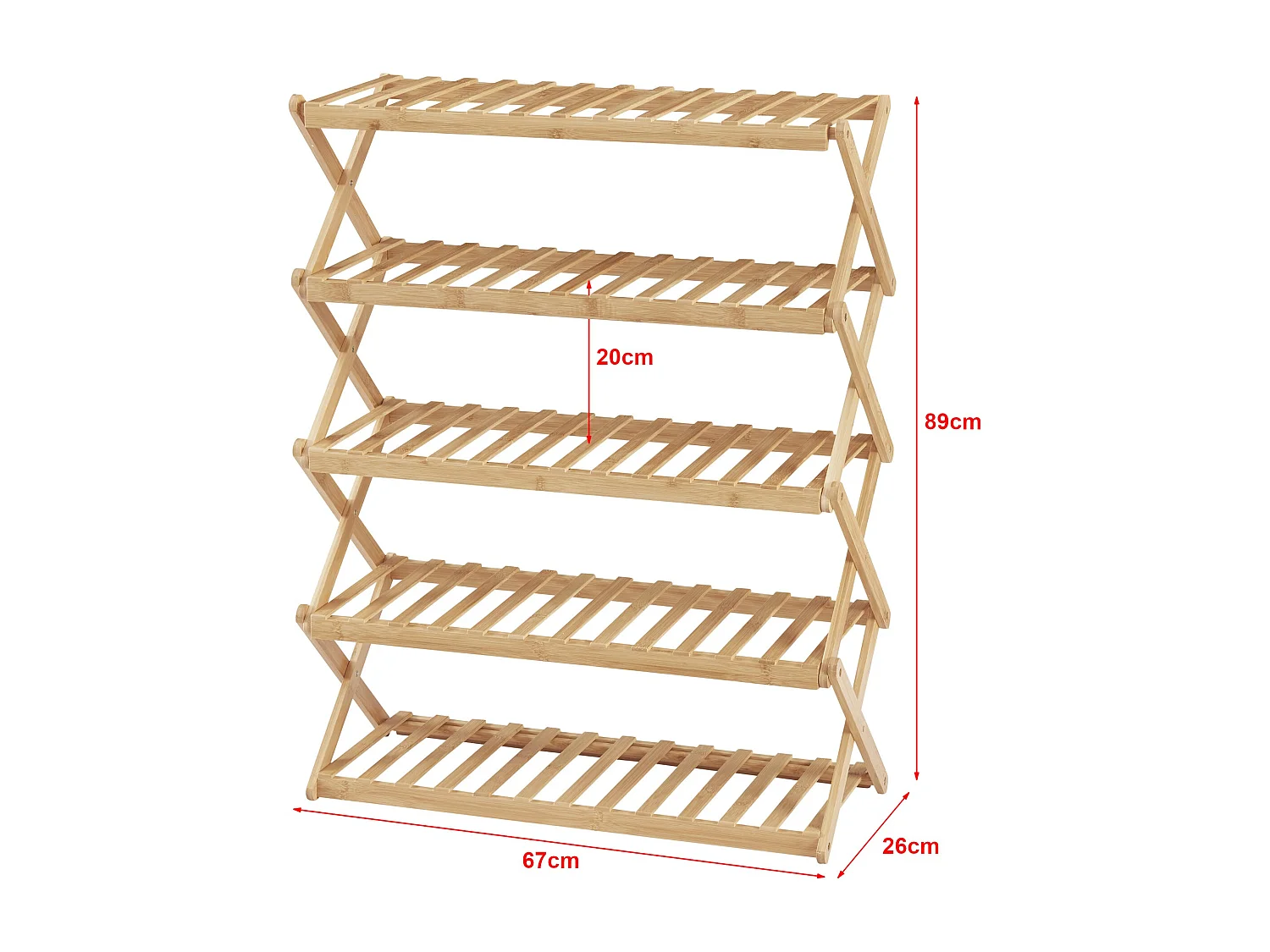 Scarpiera pieghevole in bambù 89 x 67 x 26 cm naturale 03_0007648