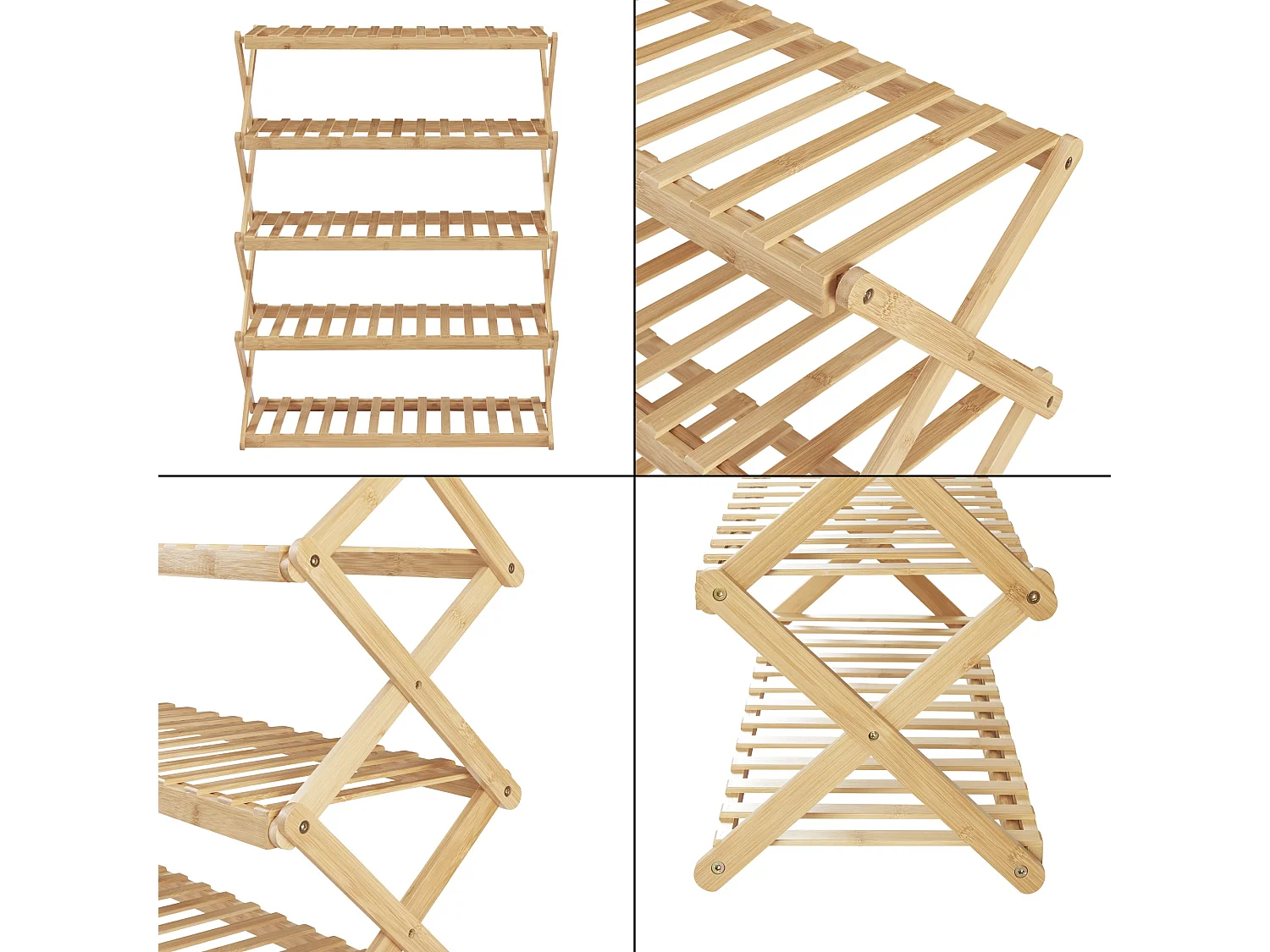 Scarpiera pieghevole in bambù 89 x 67 x 26 cm naturale 03_0007648