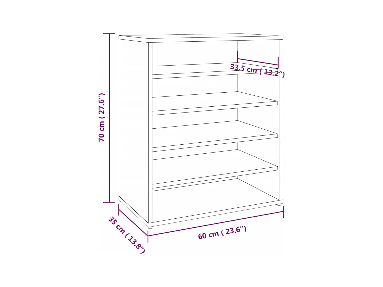 Meuble à chaussures 60 bois marron 60 x 35 x 70 cm 02_0043408