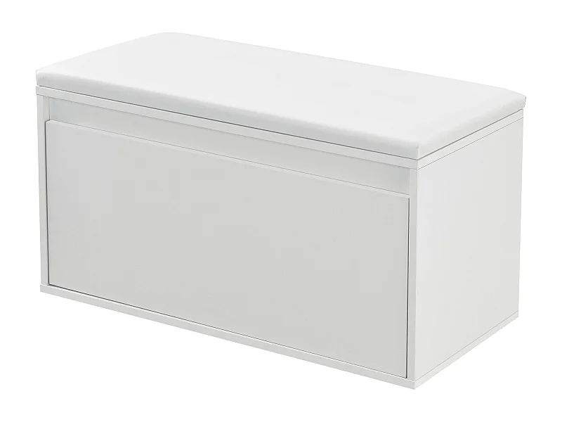 scarpiera di design con cassetti mobile da ingresso con seduta imbottita elegante scarpiera per 3 paia di truciolato sintetico PU 80 x 39 x 45 cm bianco 03_0004679