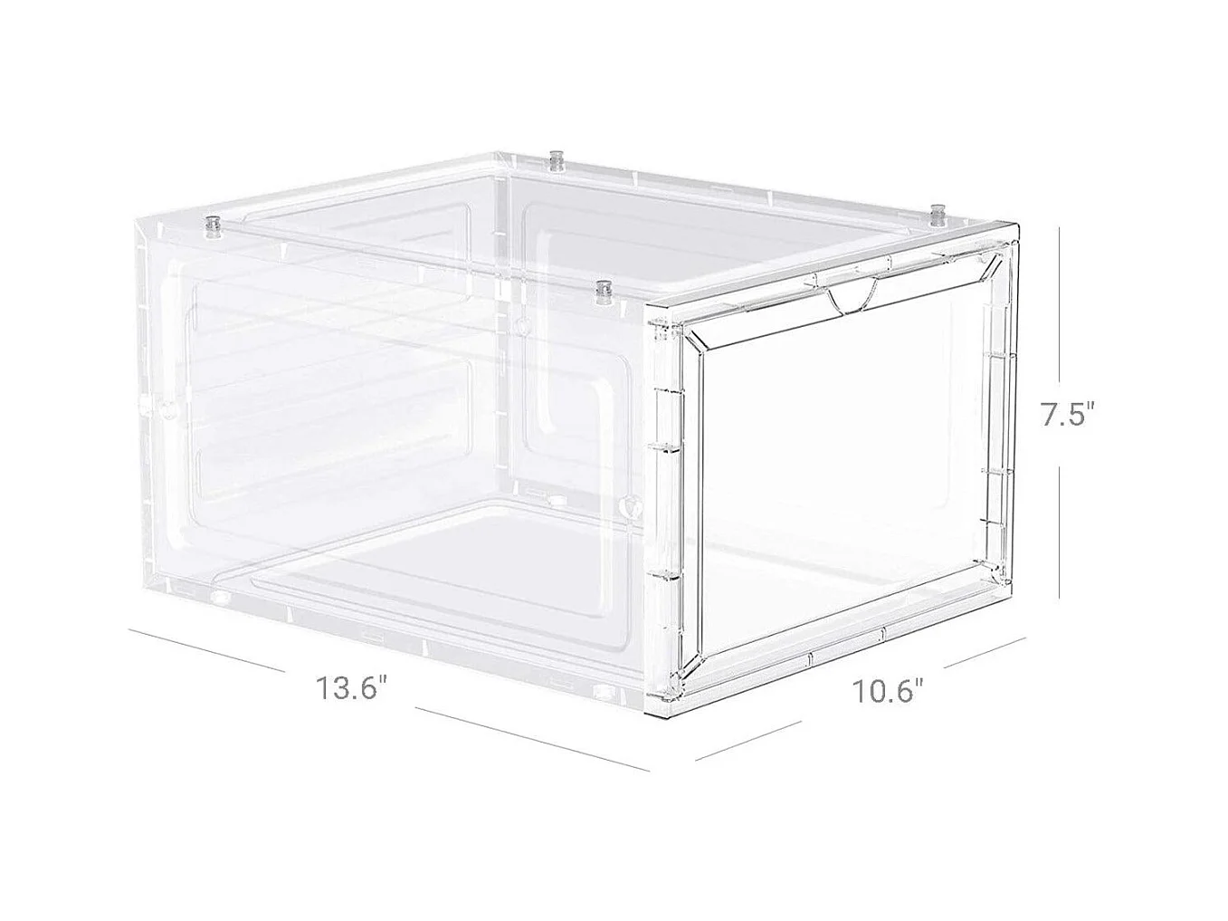 Set di 6 scatole per scarpe con porta, portascarpe impilabili in plastica, montaggio facile, 27 x 34, 5 x 19 cm, fino alla taglia 46, bianco 12_0002636