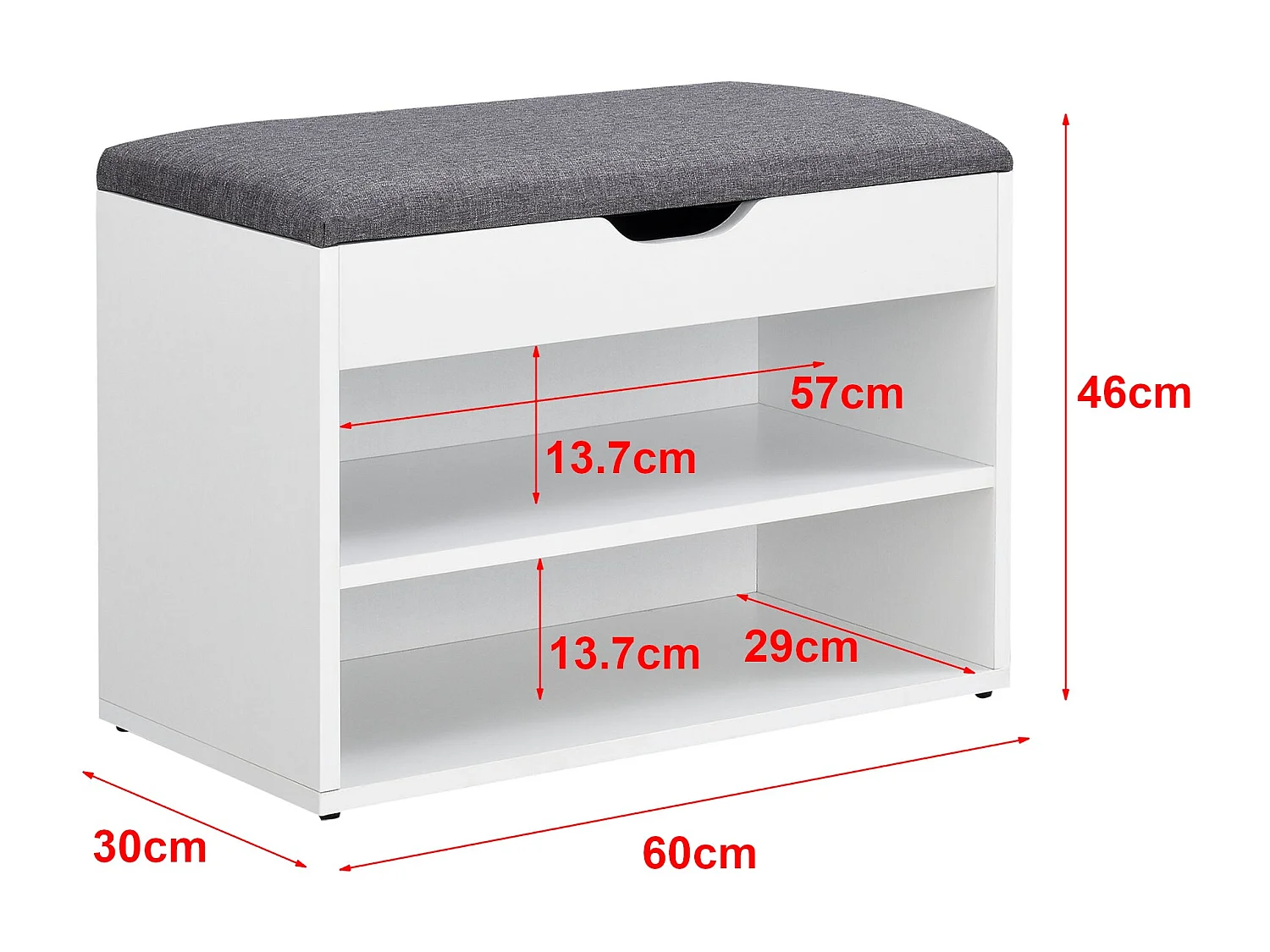 Banco de sapatos 46 x 60 x 30 cm branco cinza 03_0007656