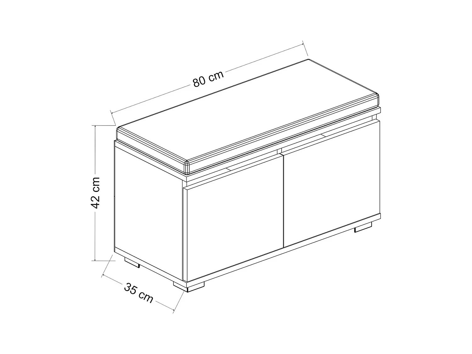 banco de sapatos brande com 2 portas em 4 níveis 42 x 80 x 35 cm branco / preto 03_0007653