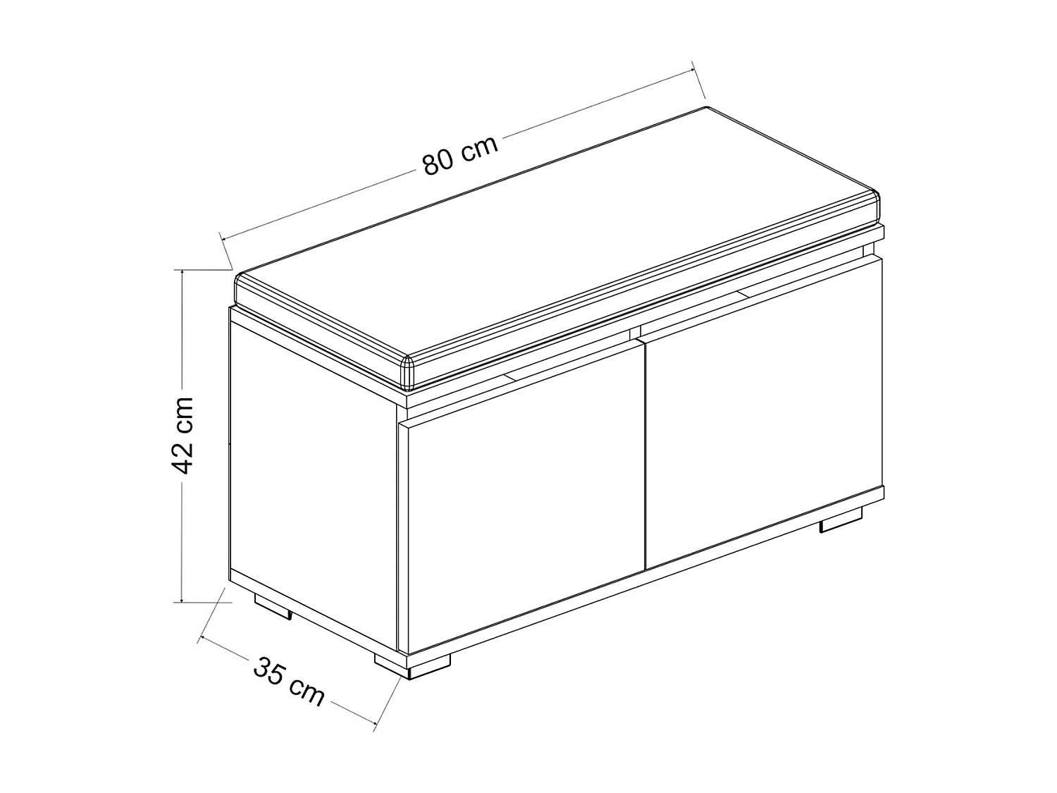 banco de sapatos brande com 2 portas em 4 níveis 42 x 80 x 35 cm branco / preto 03_0007653