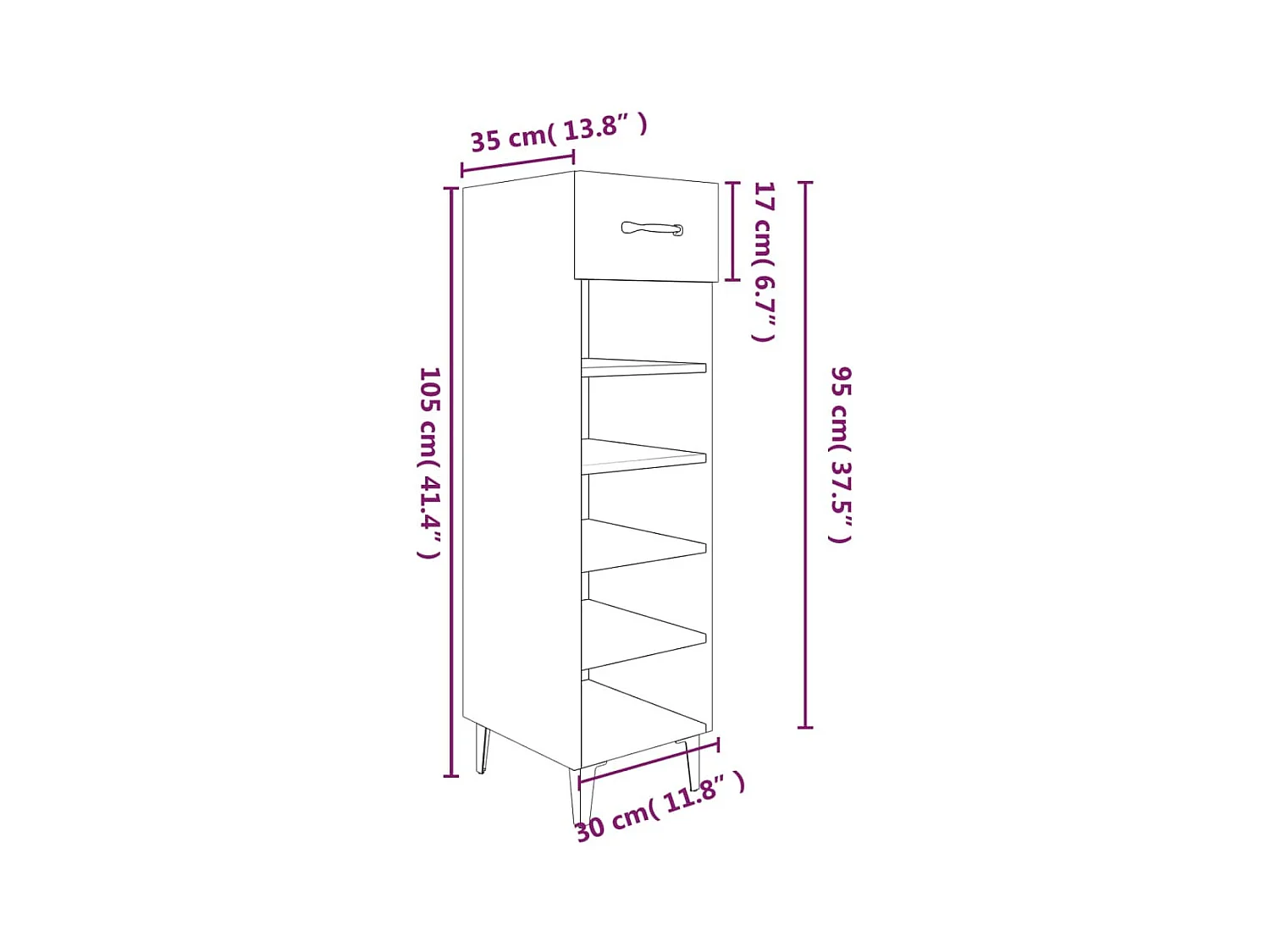 Zapatero 30 x 35 x 105 cm madera contrachapada marrón 02_0043390