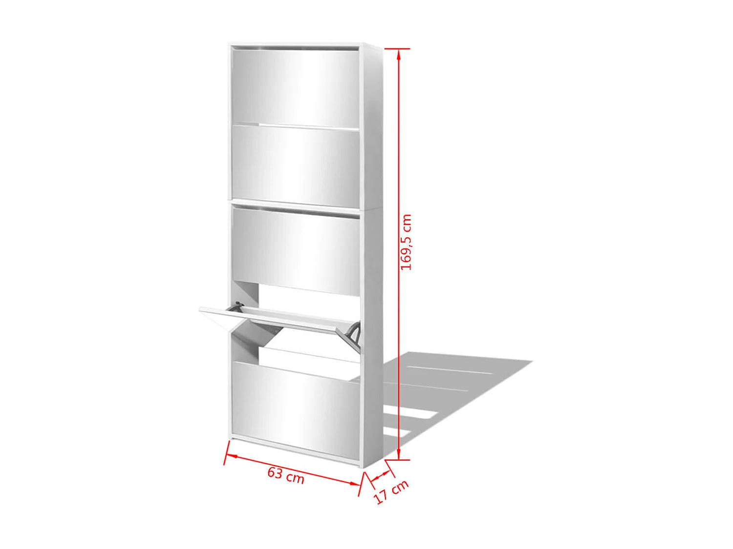 Sapateira 5 prateleiras e espelho 63 x 17 x 169,5 cm branco 02_0043396