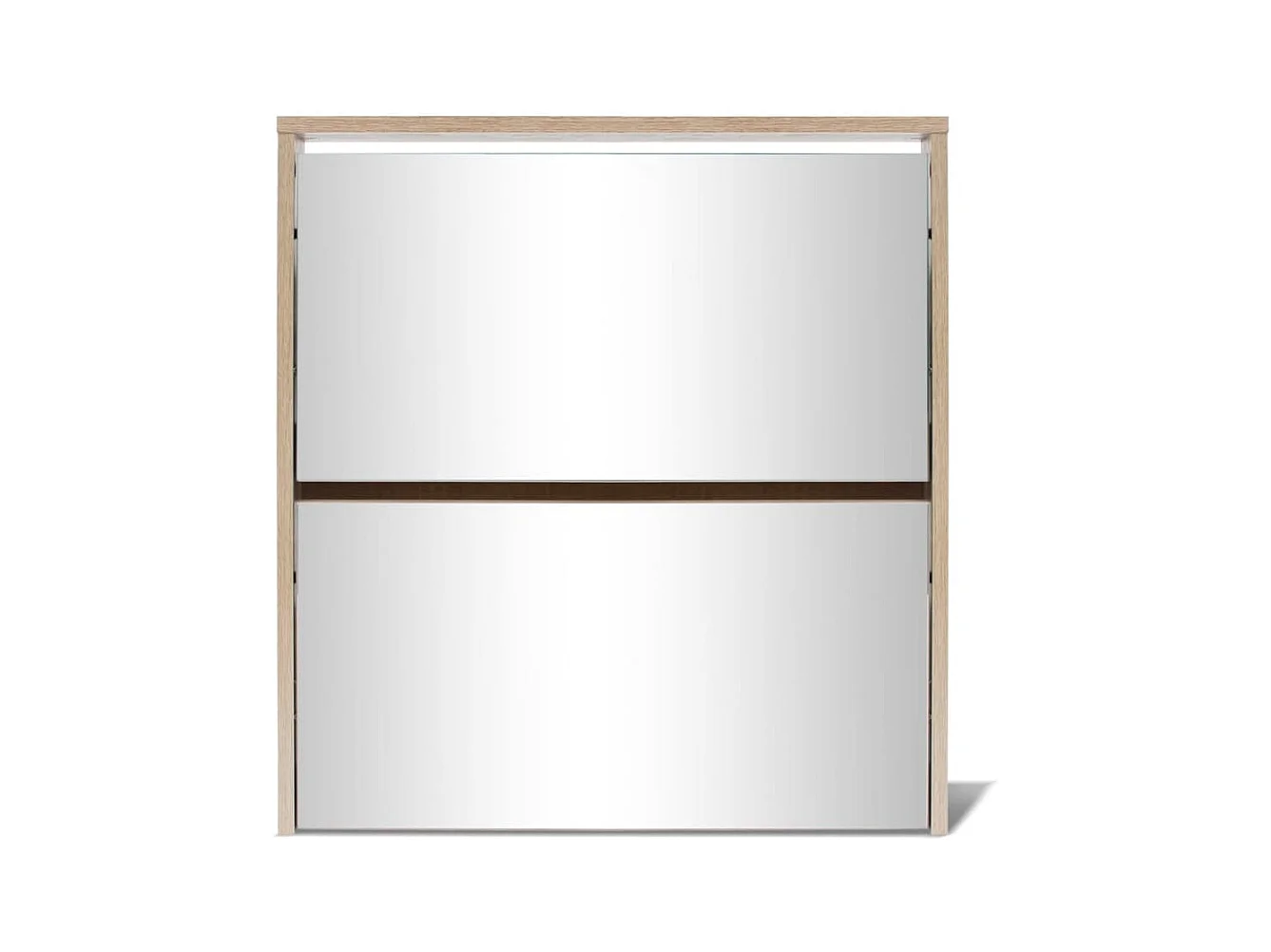 Zapatero de 2 niveles con espejo 63 x 17 x 67 cm Roble marrón 02_0043382