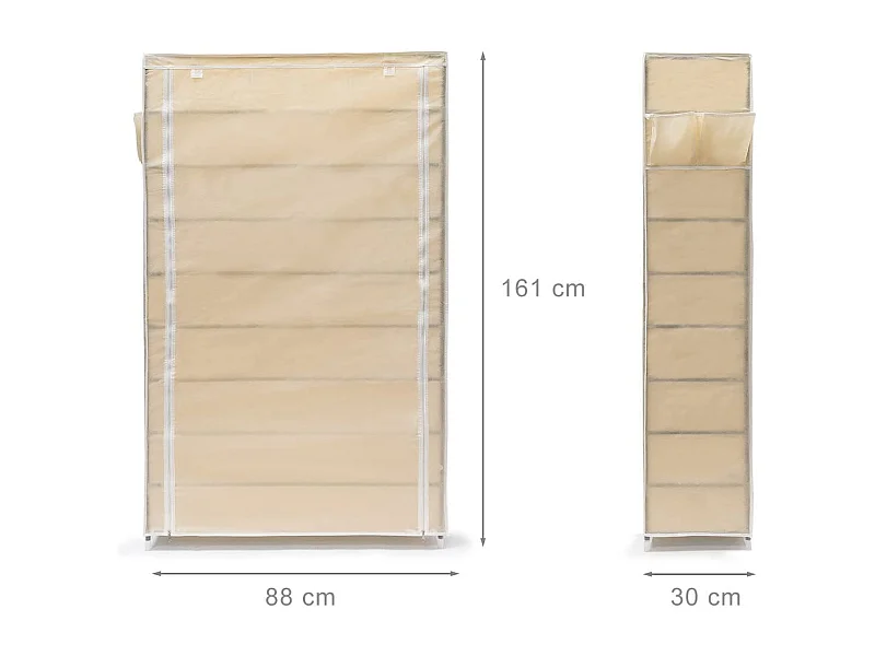 Mueble zapatero estante tela cremallera 161 cm beige 13_0001642_2