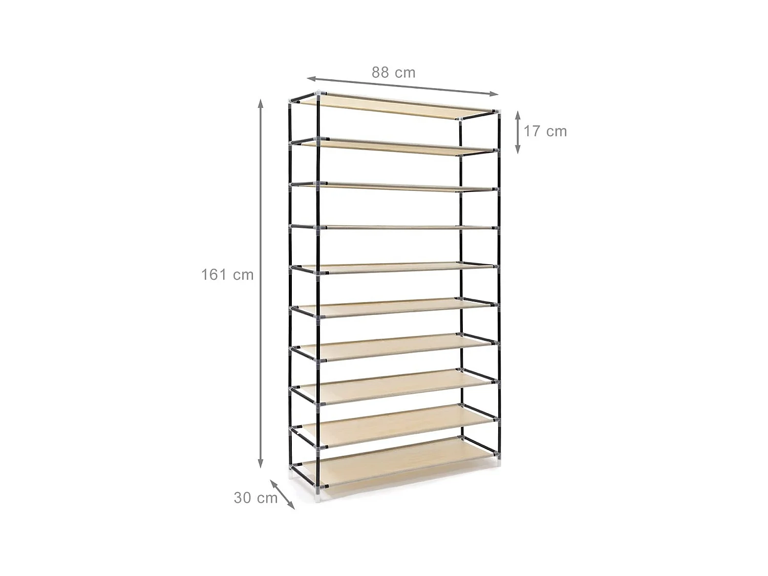 Mueble zapatero estante tela cremallera 161 cm beige 13_0001642_2