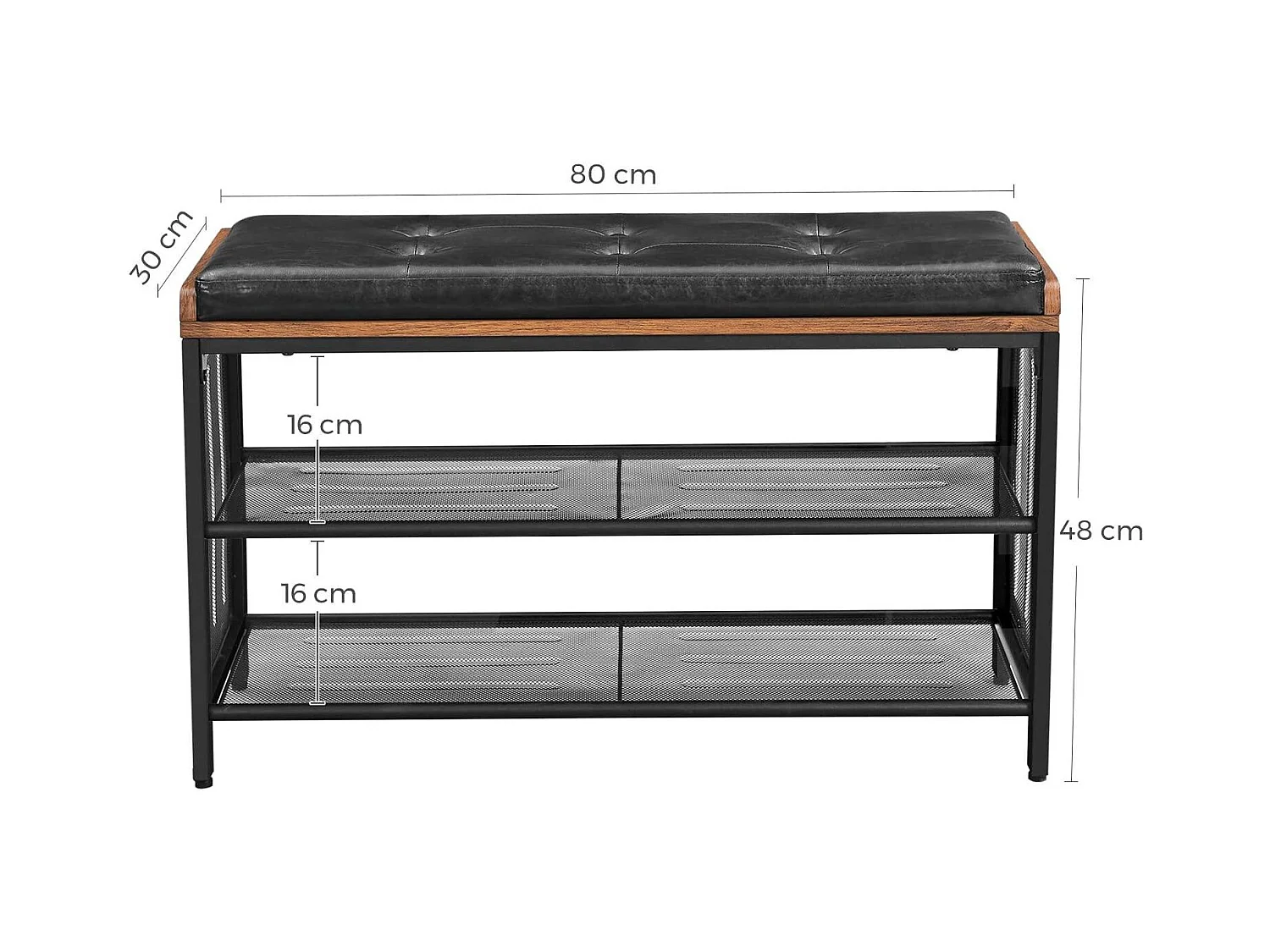 Banc à chaussures banquette métal marron 80 x 30 x 48 cm 12_0000209