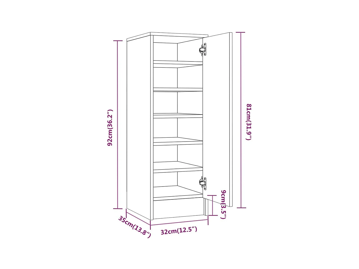 Meuble à chaussures 32 bois marron 32 x 35 x 92 cm 02_0043393