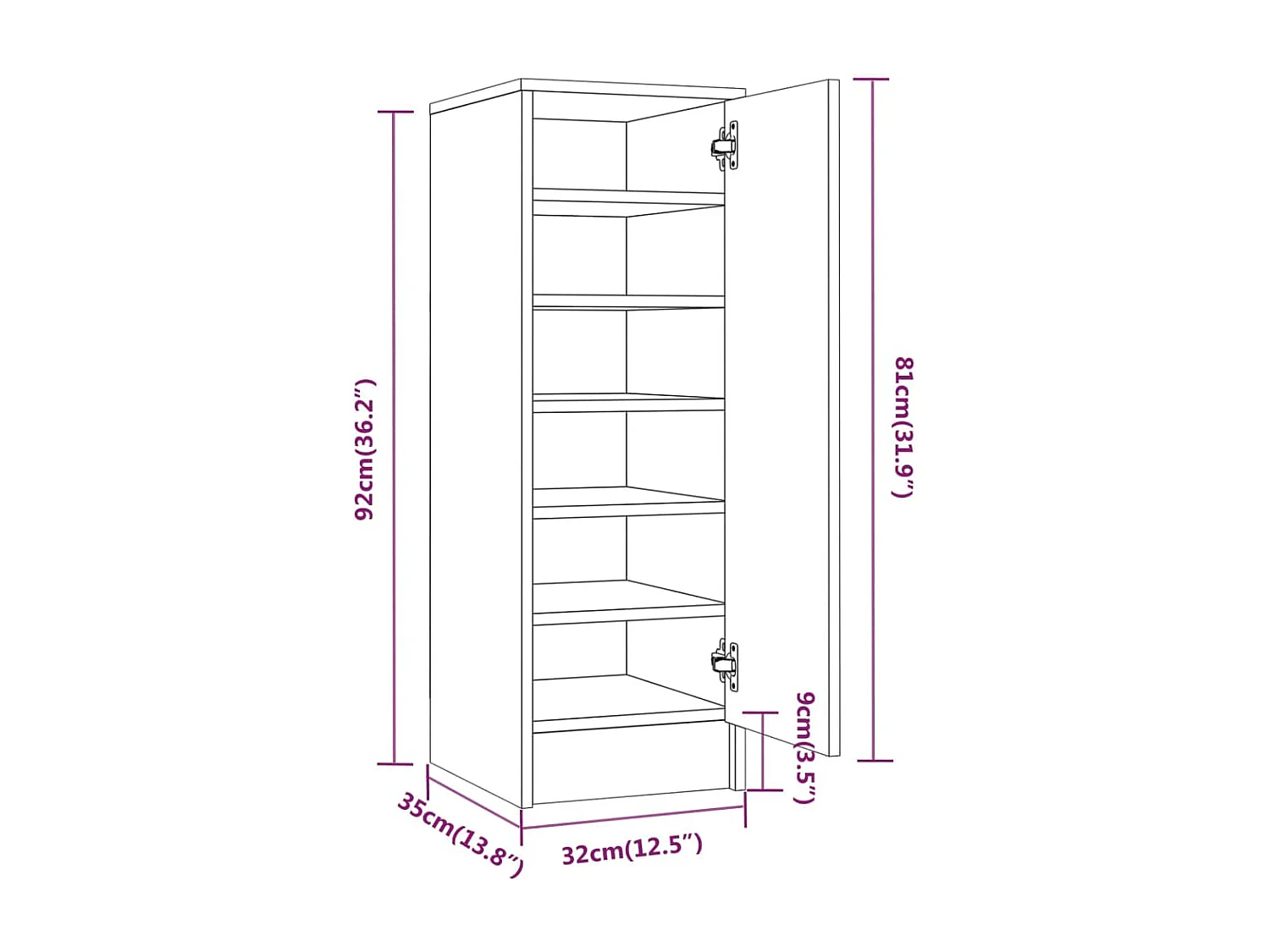 Sapateira 32 x 35 x 92 cm madeira maciça marrom 02_0043393
