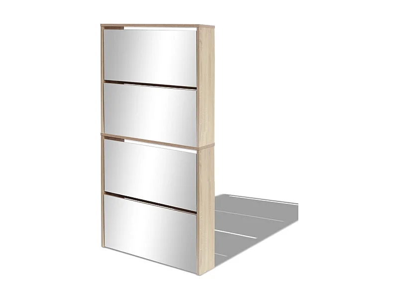 Scarpiera 4 ripiani con specchio 63 x 17 x 134 cm Rovere marrone 02_0043394