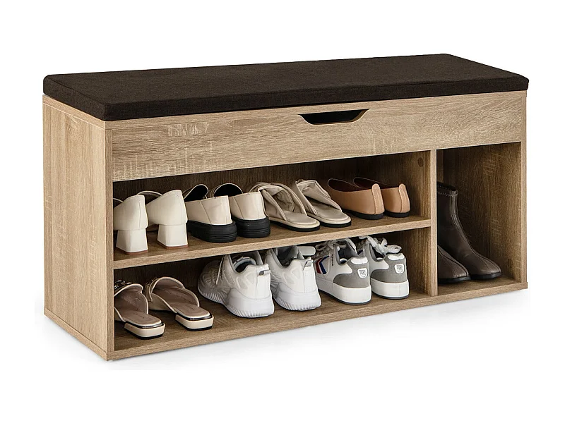 Banc à chaussures pour effet bois 104 x 30 x 48 cm 20_0007824