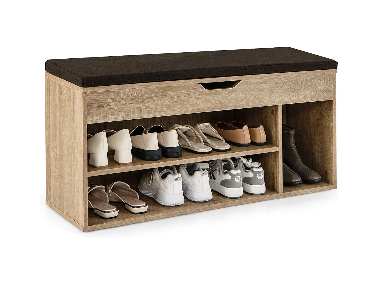 Banc à chaussures pour effet bois 104 x 30 x 48 cm 20_0007824