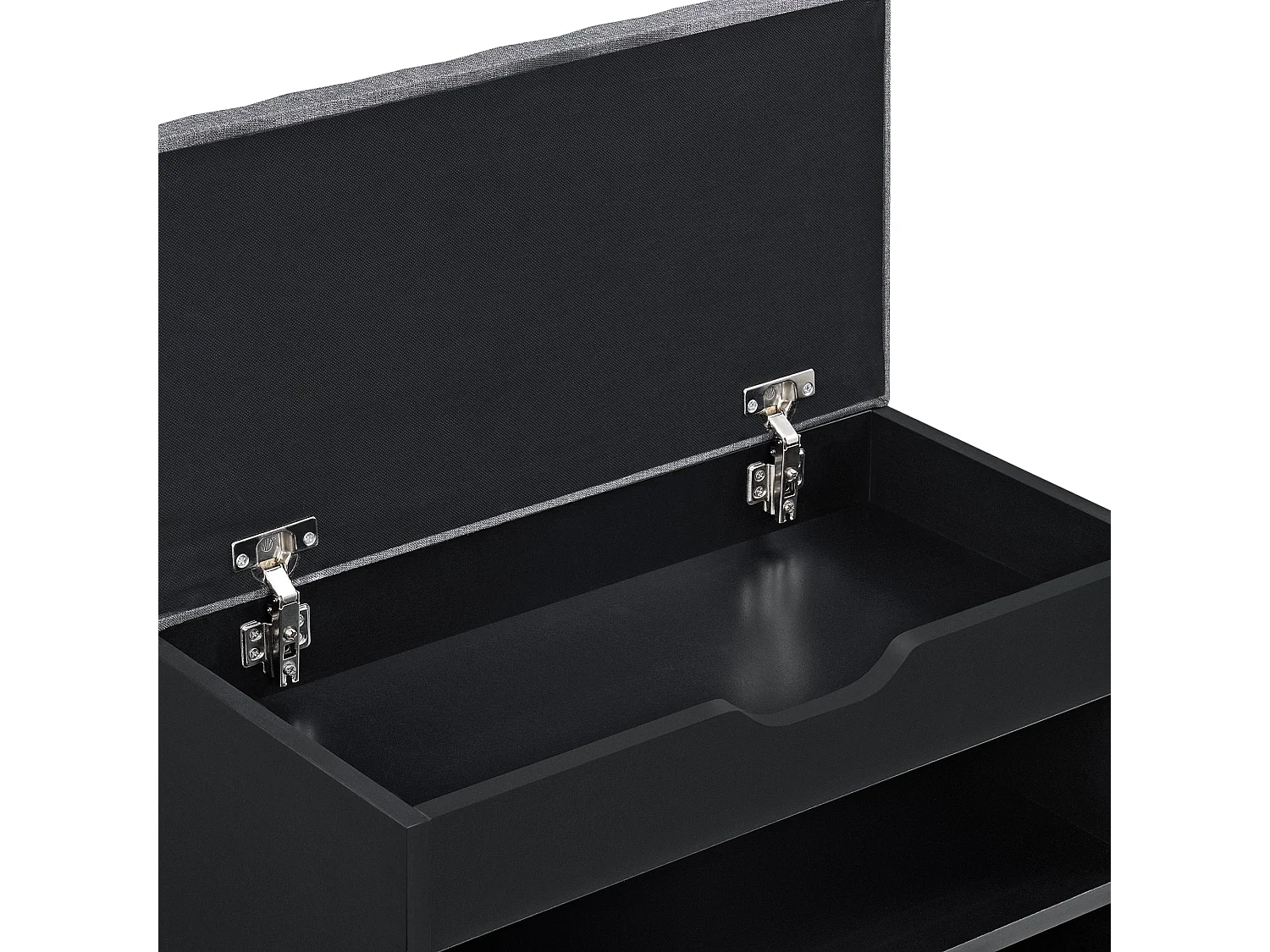 Banco para sapateira 46 x 60 x 30 cm preto cinza 03_0007657