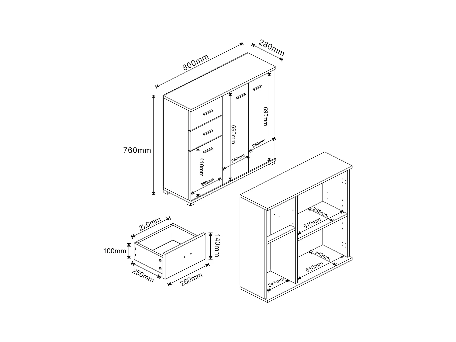 Meuble à chaussures 76 blanche 80 x 28 x 76 cm 03_0007623