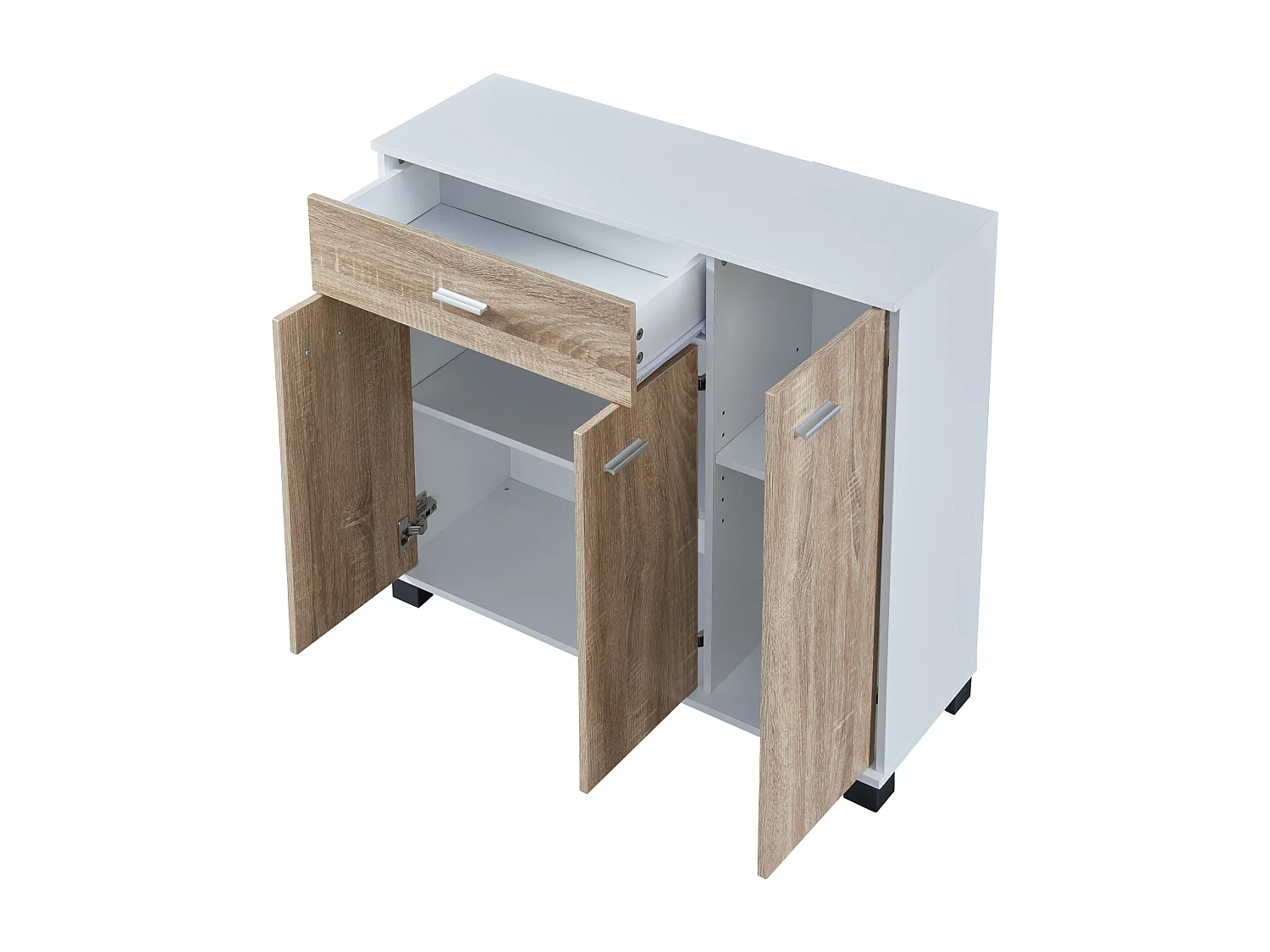 Scarpiera in truciolare 72 x 80 x 28 cm effetto rovere bianco 03_0007620