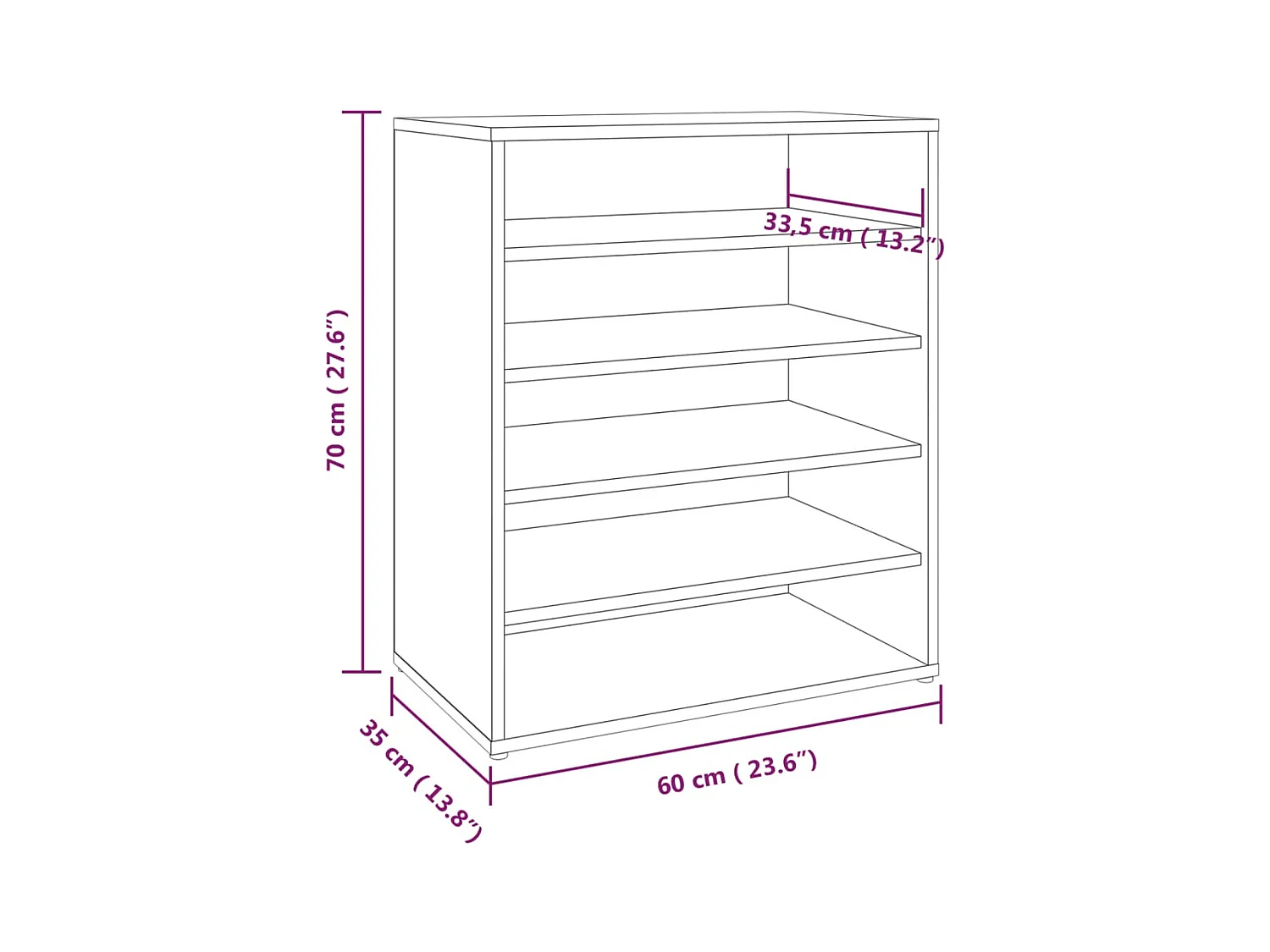 Meuble à chaussures sonoma bois marron 60 x 35 x 70 cm 02_0043429