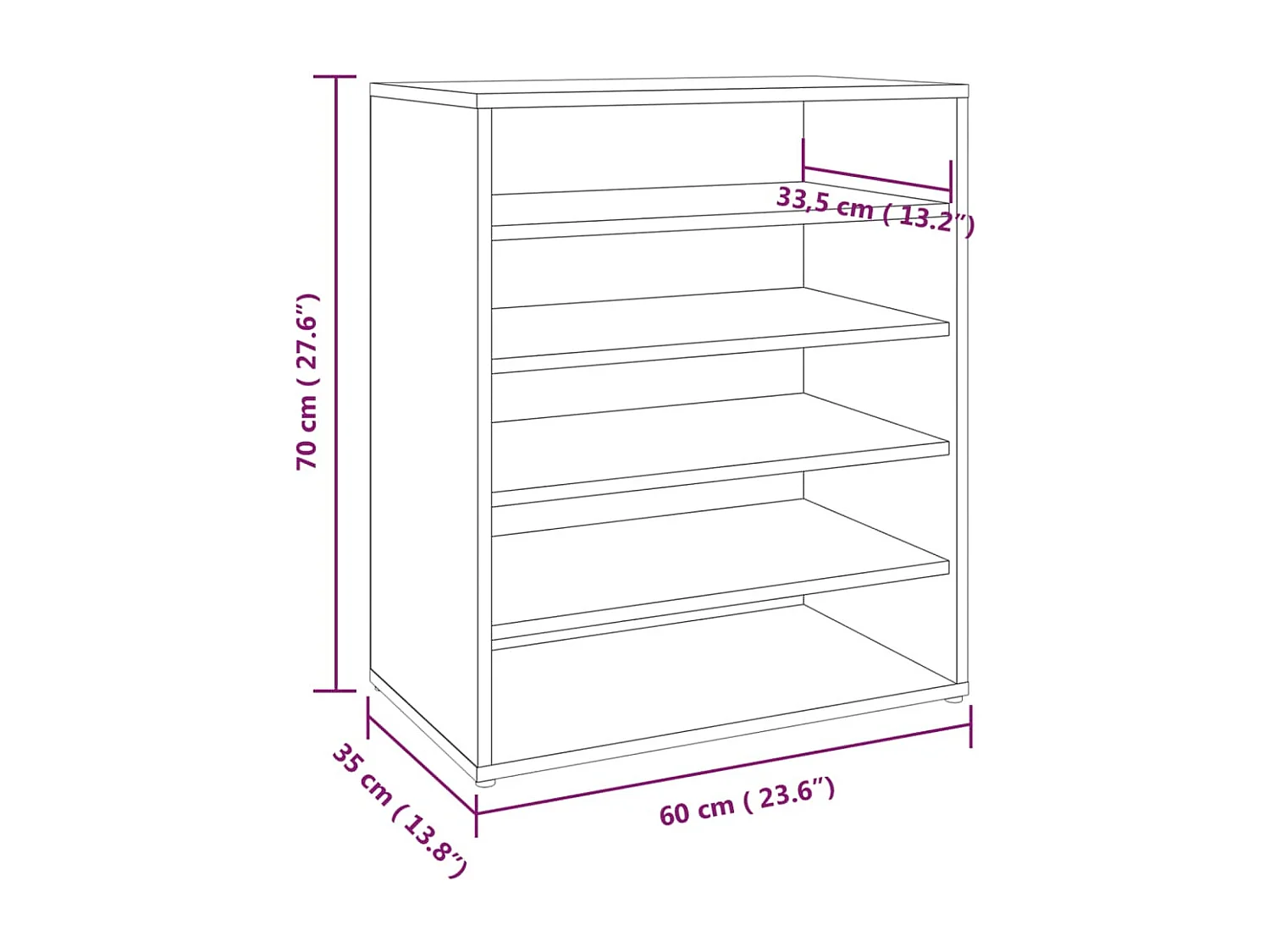 Scarpiera Sonoma 60 x 35 x 70 cm in legno ingegnerizzato grigio 02_0043429