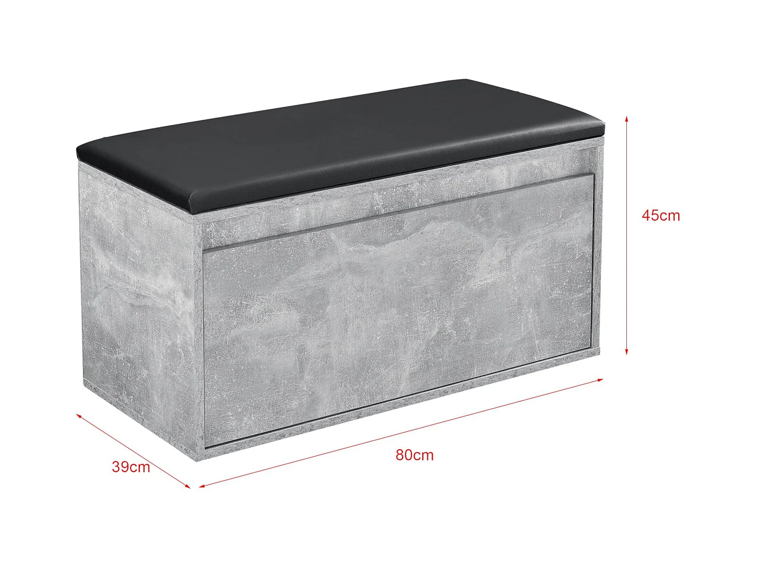 Banc à chaussures design noire 80 x 39 x 45 cm 03_0004681