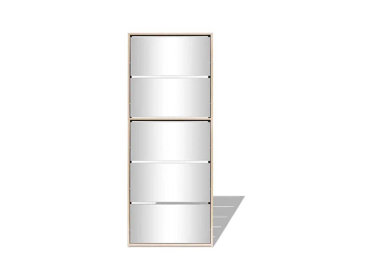 Zapatero con 5 estantes y espejo 63 x 17 x 169,5 cm Roble marrón 02_0043397