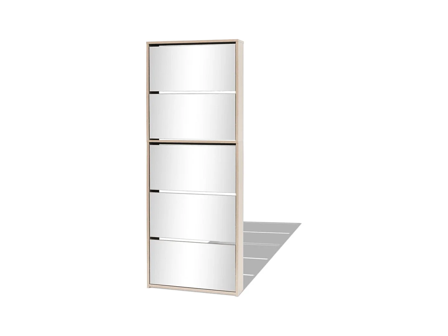Scarpiera con 5 ripiani e specchio 63 x 17 x 169,5 cm Rovere marrone 02_0043397