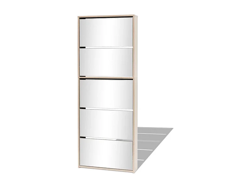 Scarpiera con 5 ripiani e specchio 63 x 17 x 169,5 cm Rovere marrone 02_0043397