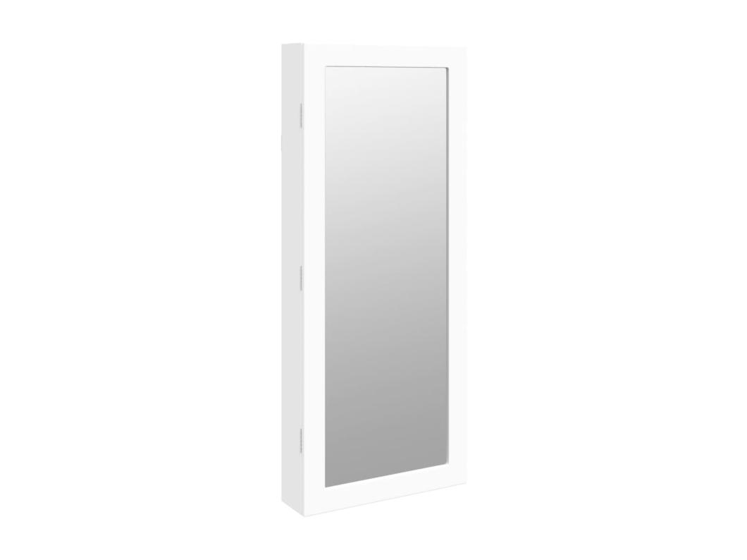 Armario joyero organizador dormitorio guardarropa baño con espejo e iluminación LED de pared blanca 02_0022811