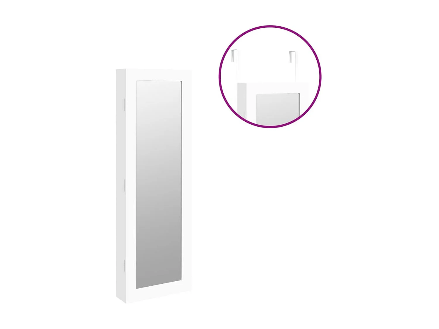 Armadietto per gioielli, organizer per mobili, camera da letto, guardaroba, bagno con specchio a parete 30 x 8,5 x 90 cm bianco 02_0022834